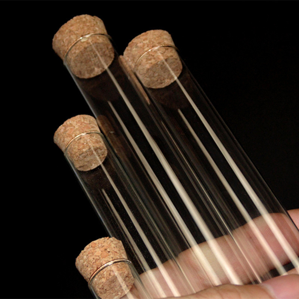 25 Stück 15 x 150 mm durchsichtige Kunststoff-Reagenzgläser, nachfüllbare Flasche mit Korkstopfen, Probenbehälter, Labor, Schule, Experiment