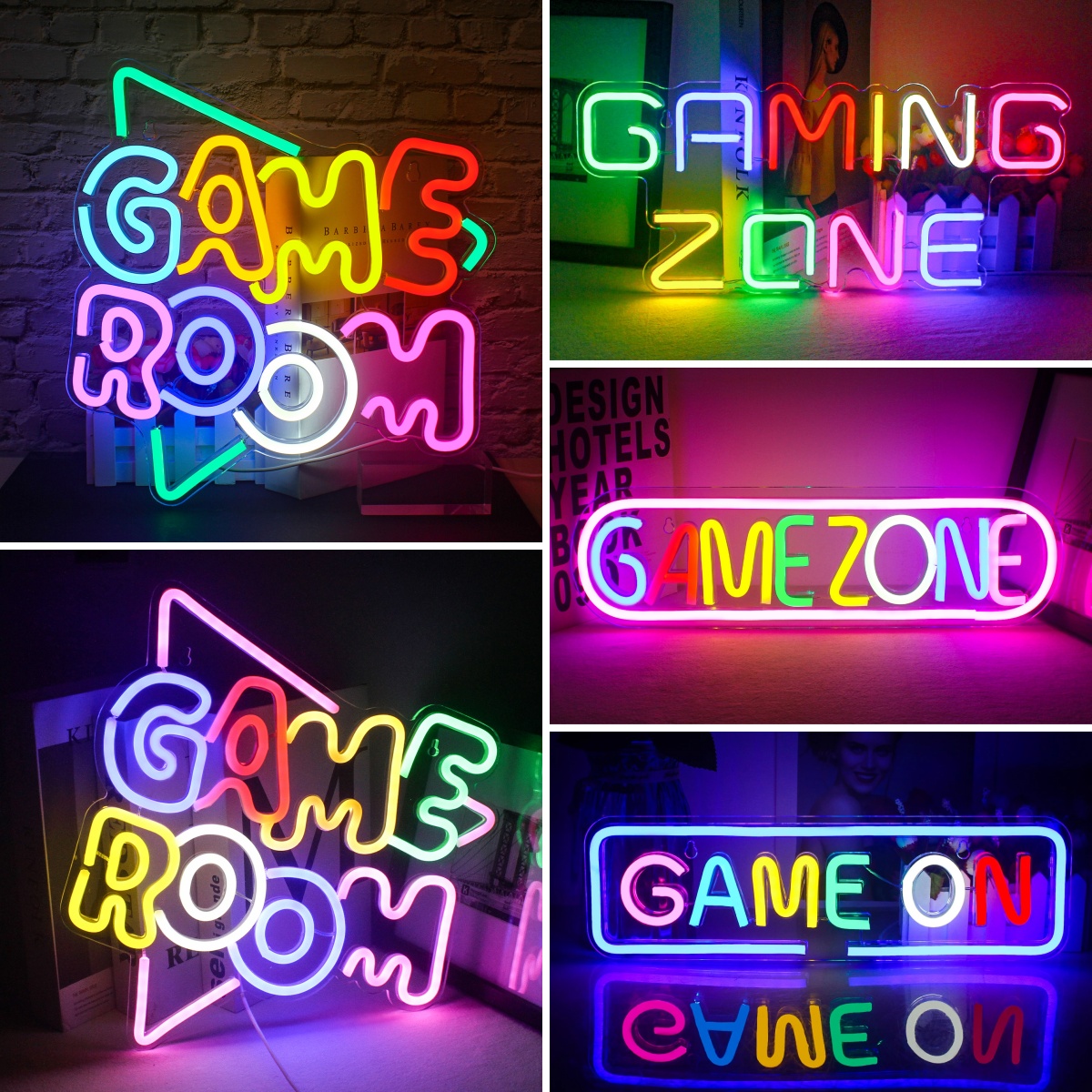 Spielzimmer-Neonschilder für Wanddekoration, USB-betrieben, bunte Neon-LED-Leuchten für Gaming-Zone, Party, Schlafzimmer, leuchtendes Schild, Gamer-Geschenke