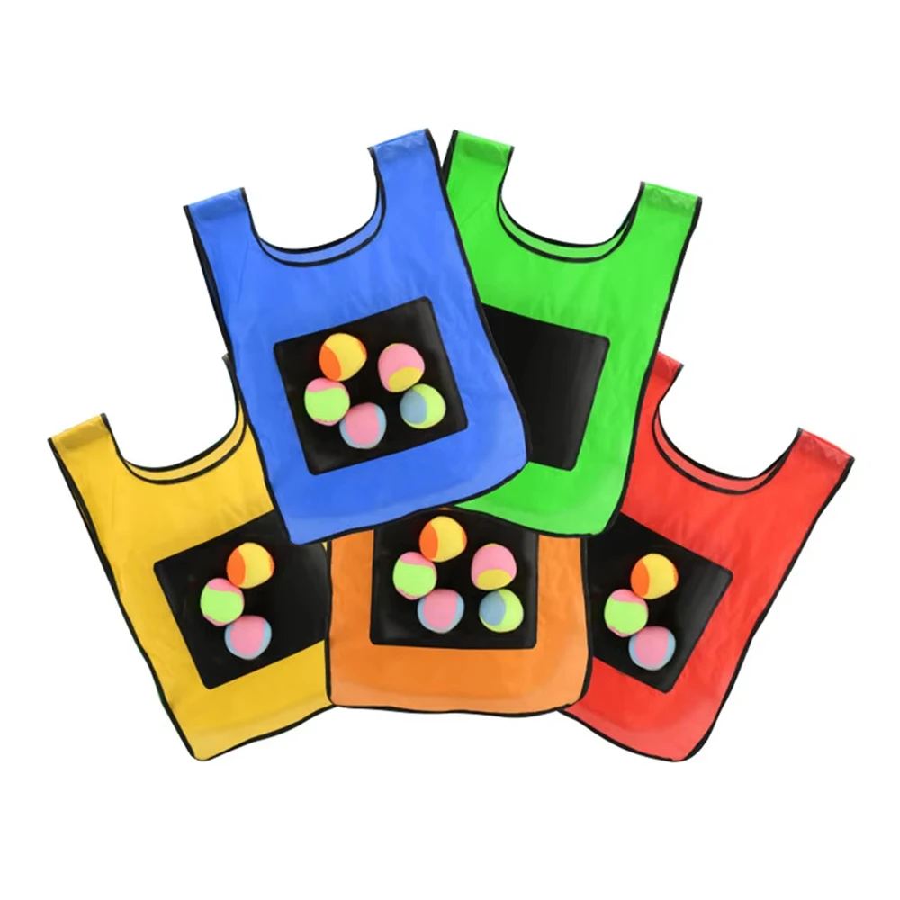 Gilet da gioco appiccicoso Dodge Ball Sport all'aria aperta Giocattolo Jersey Puntelli in tessuto Lancio Cattura palline in morbido pile Sicuro per bambini Adolescenti Adulti