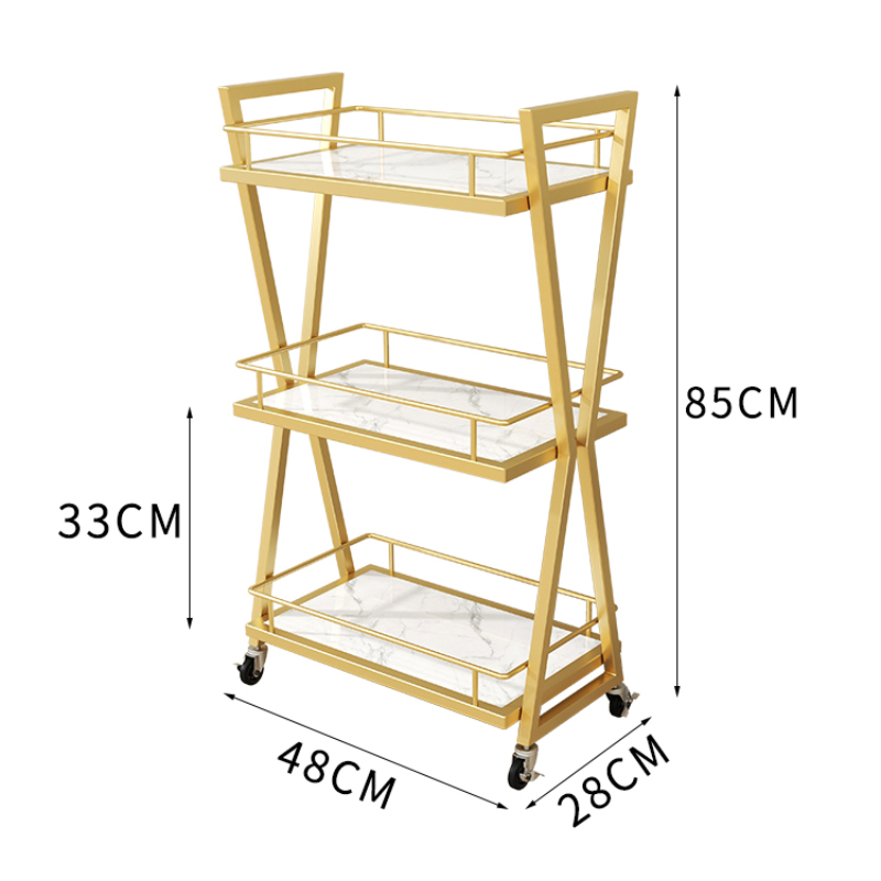 Gold Hairdressing Trolley, Creative 3-Layer Tool Cart, Thick Iron Trolley, Barbershop Storage, Stylish Salon Organizer