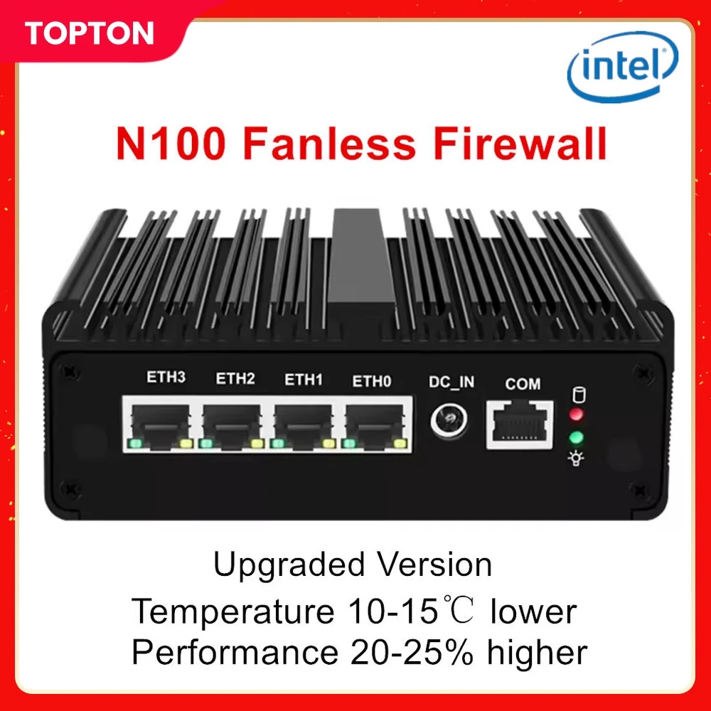Topton Intel 12th Gen Firewall Router N100 4 LAN i226-V 2.5G N6000 N5105 J4125 NVMe Mini PC Komputer bez wentylatora pfSense Proxmox Box