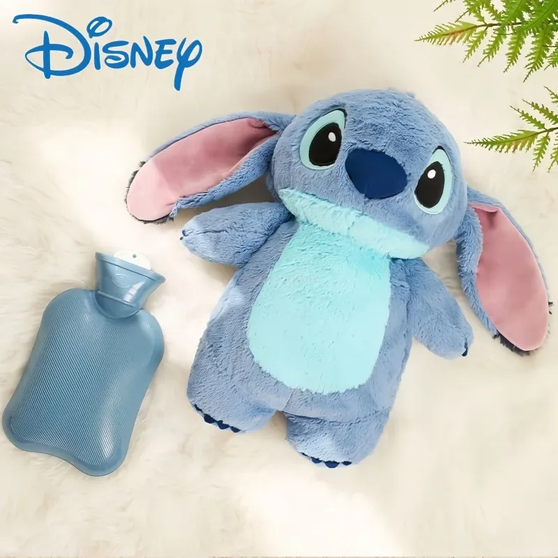Stitch Angel Lotso-botella caliente de felpa para mano, botellas de agua caliente Kawaii, bolsa de mano cálida portátil suave para invierno, juguetes de Anime, regalo de Navidad