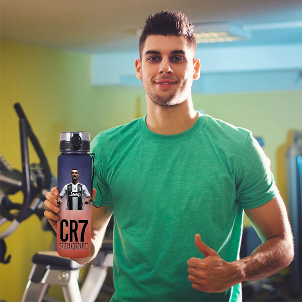 Cristiano Ronaldo botella de agua deportiva a prueba de fugas taza de plástico colorida beber viajes al aire libre gimnasio portátil jarras de Fitness regalo