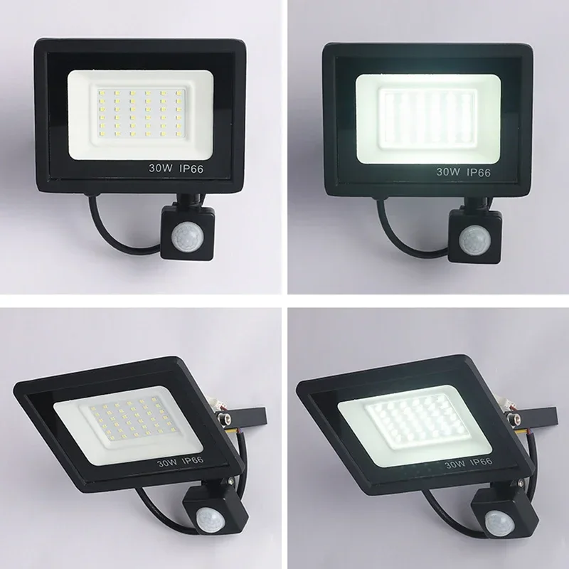 Holofotes LED 100W 50W 30W 20W 10W PIR Sensor de movimento IP66 LED à prova d'água 220V Pendurado Exterior Lâmpada de parede externa Spotlight