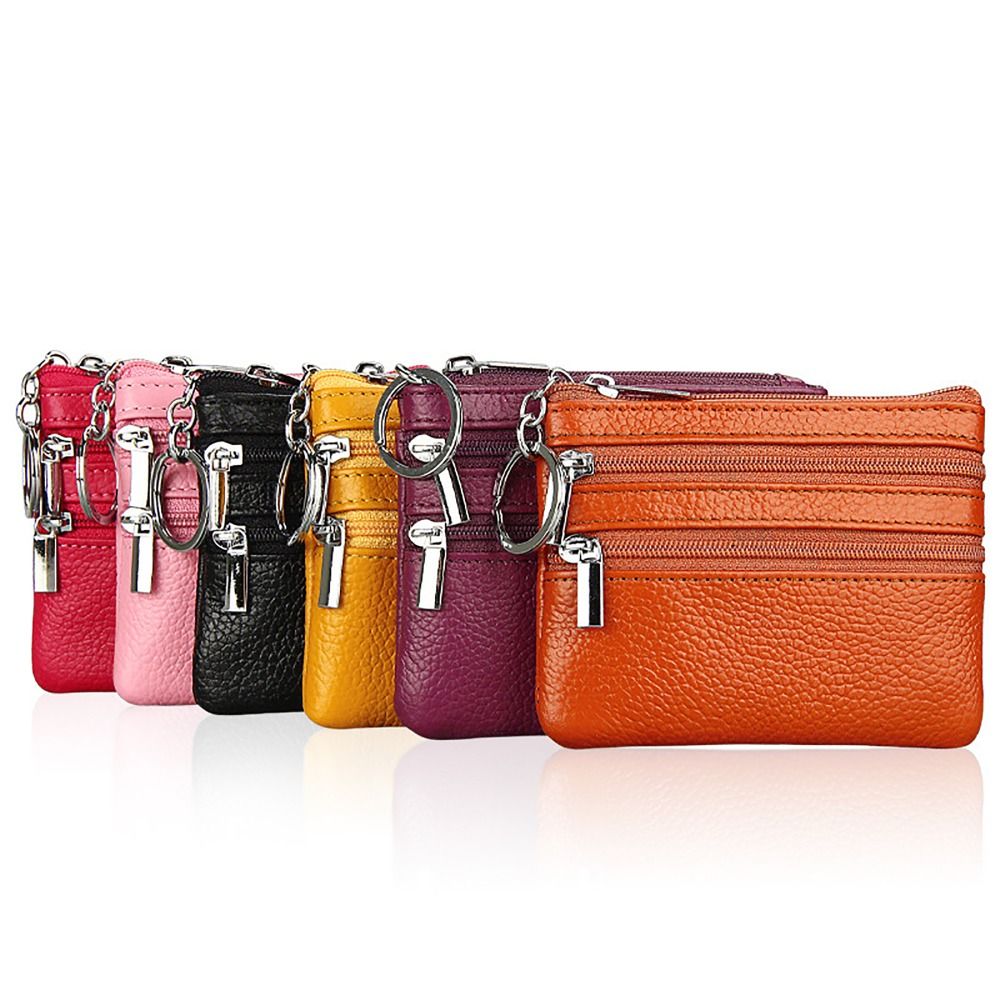 PU Leather Money Coin Purse 2024 New with Key Ring Waterproof Pocket Purse Zipper Wear-resistant Credit Card Holoder Male