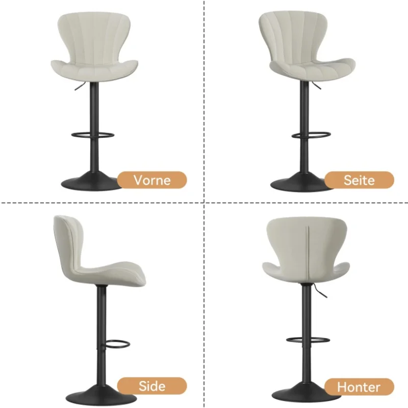 2 Pcs Set Bar Chairs Adjustable Office Chairs High Backrests Soft Cushions High Stools Simple Solid Color Bar Chair Furniture