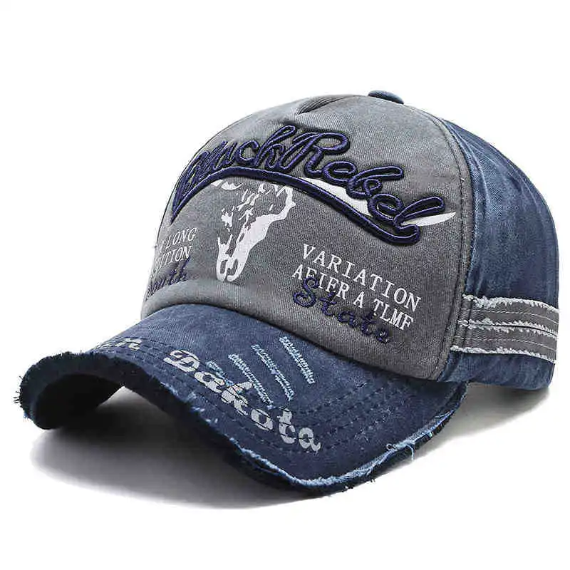 Chapeau tête de taureau pour hommes, lettres brodées, casquette de Baseball rétro lavée, ancienne Version coréenne, casquette à la mode, classique, polyvalente et confortable