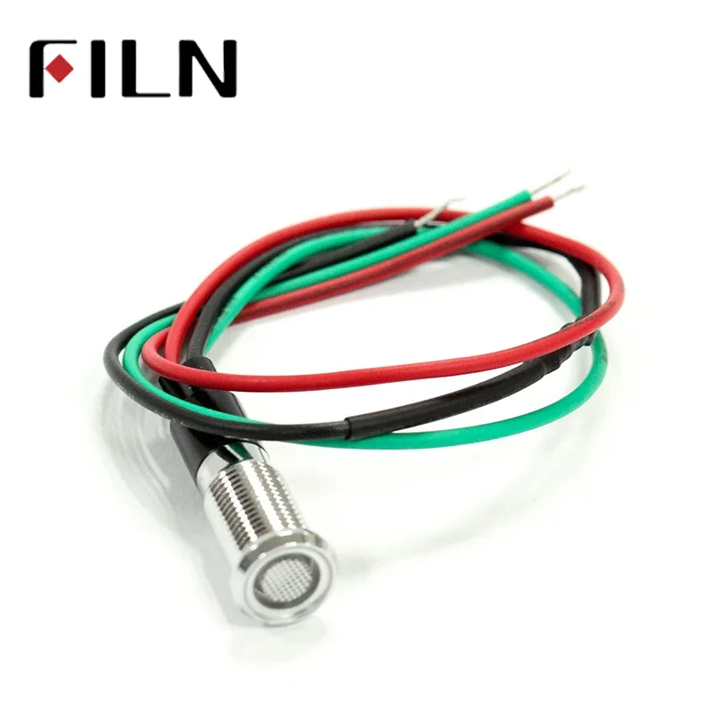 FILN 8mm Two-color Bicolor Red and Green 6V 12V 24V 36V 48V 120V 220V Metal Indicator Light Led Indicator Light with 20cm Cable