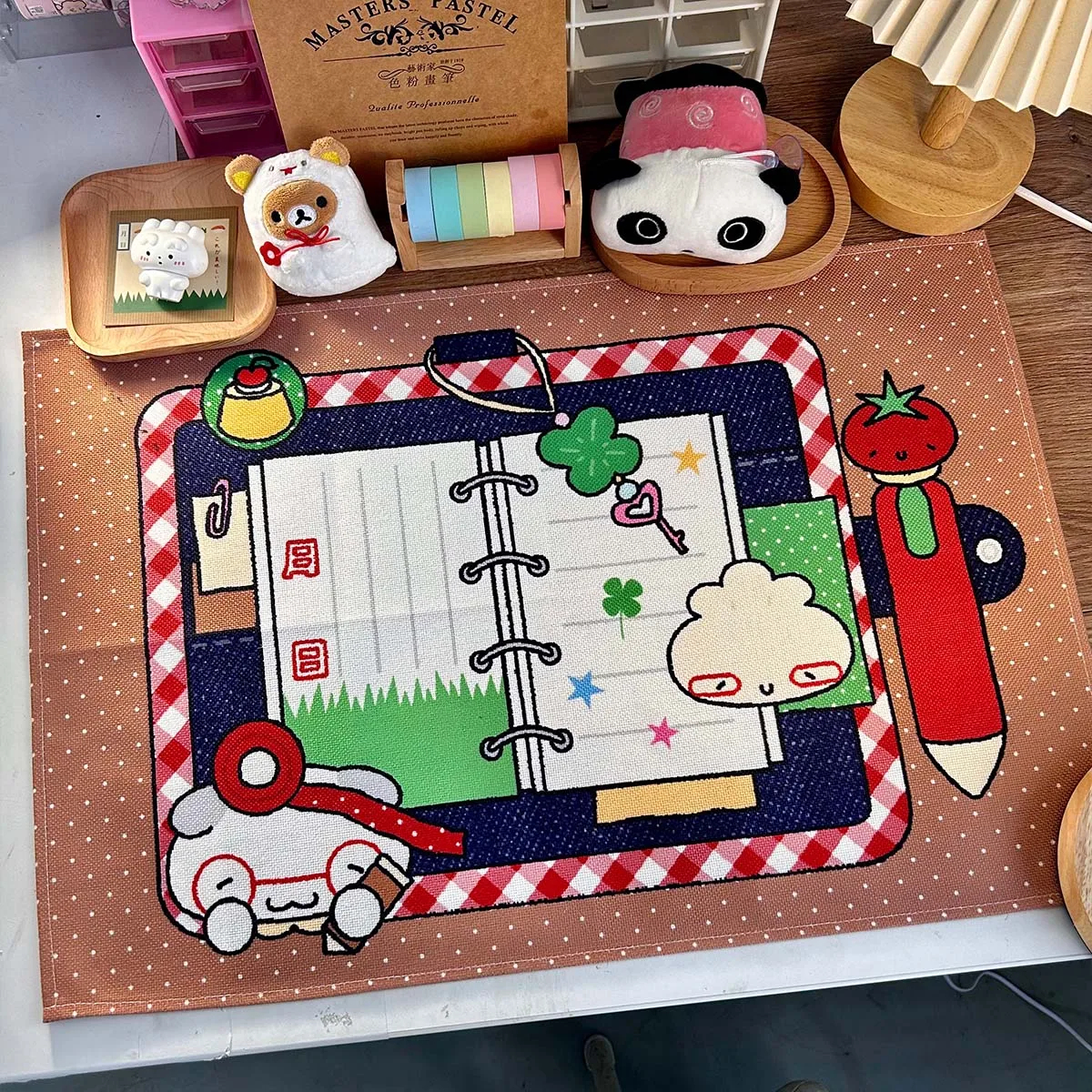 WAKAWAKA Cute Table Mat for Scrapbooking Deco Kawaii Notebook Decoration Table Clothes Cartoon Panda Clover Design