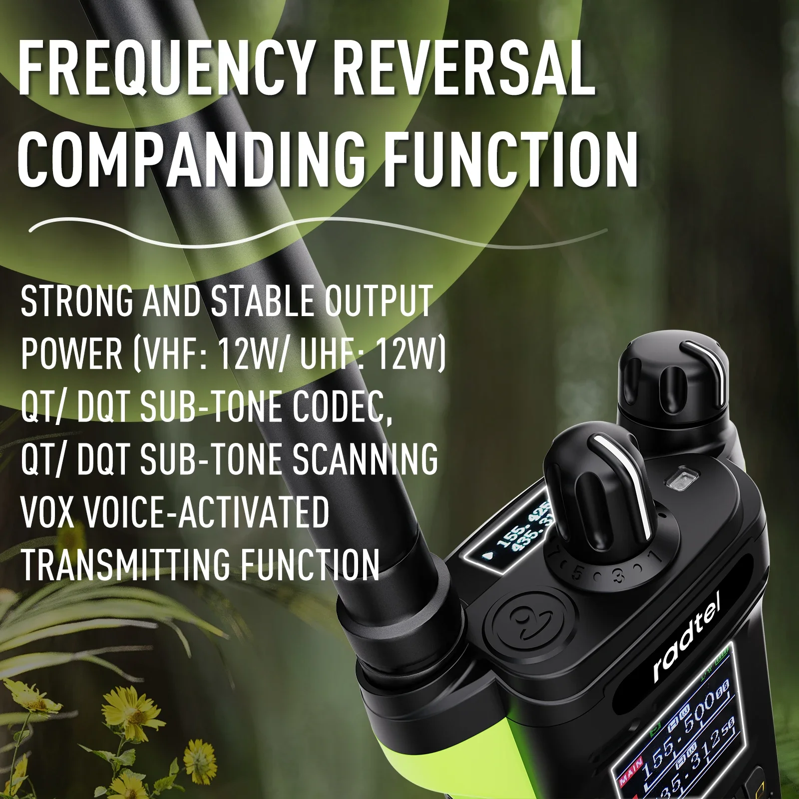 Radtel R8000 (APX-8000) 136–174/400–520 MHz Amateurfunk Dual-Display Air Band Walkie Talkie Tragbares Funkgerät mit großer Reichweite