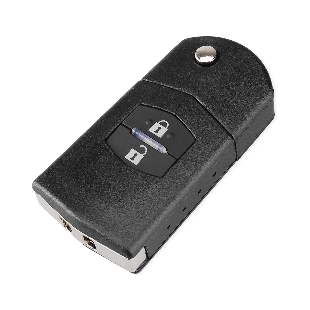 DANDKEY 2/3 Buttons Folding Flip Car Remote Key Shell Fob Case Cover For MAZDA 2 3 5 6 MX5 Uncut Blade With Battery Holder