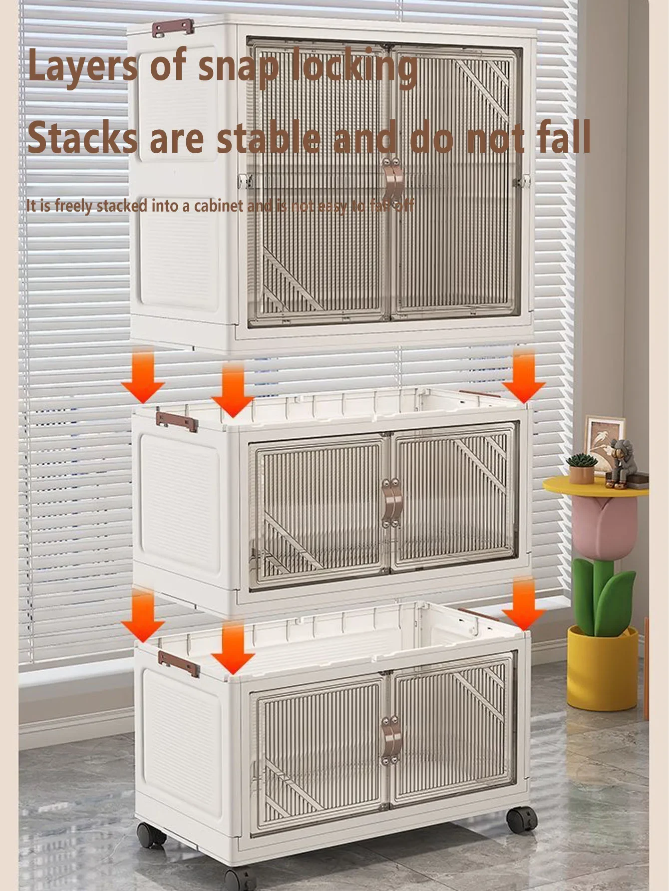 Folding Storage Cabinet Multi-layer Closet Organizer Multi-scene Folding Locker for Home Office Space Saving Solution