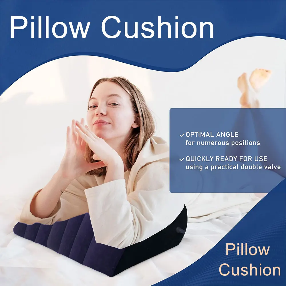 Almohada triangular inflable multiusos, soporte Lumbar para pierna y espalda, cómoda superficie flocada, regalo, 1 ud.