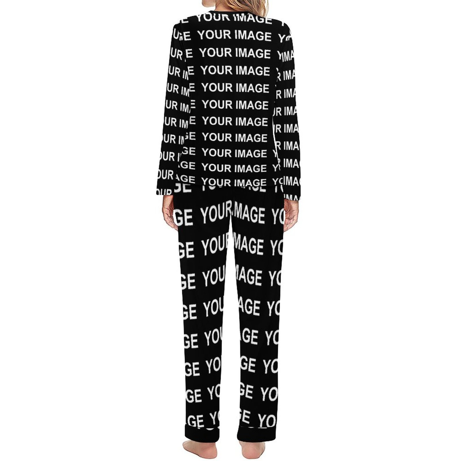 Ihr Bild: Maßgeschneiderte Pyjamas, maßgeschneidertes Design, 2-teiliges Zimmer-Pyjama-Set, langärmelige Retro-Nachtwäsche in Übergröße für Damen