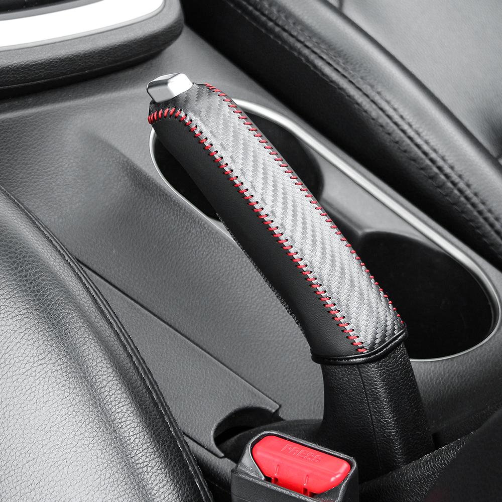 Carbon Fiber Car Leather Handbrake Cover Protective Sleeve Hand Brake Protection Car Interior Accessories