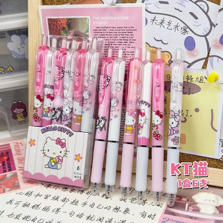 6 pz Cartoon Kuromi Penna di Scrittura Kawaii Hello Kitty Cinnamoroll Melody 0.5mm Ad Asciugatura Rapida ST Penna Gel Studente di Cancelleria Scolastica