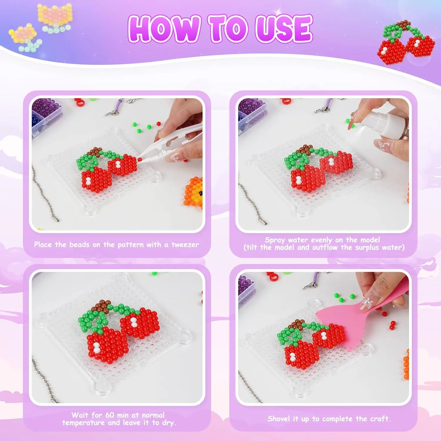 Luminous DIY สเปรย์น้ํา Magic ลูกปัดทําด้วยมือชุดของเล่นเด็กคริสตัลลูกปัดปริศนาหัตถกรรมชุดของขวัญหลากหลาย Bean ของเล่น