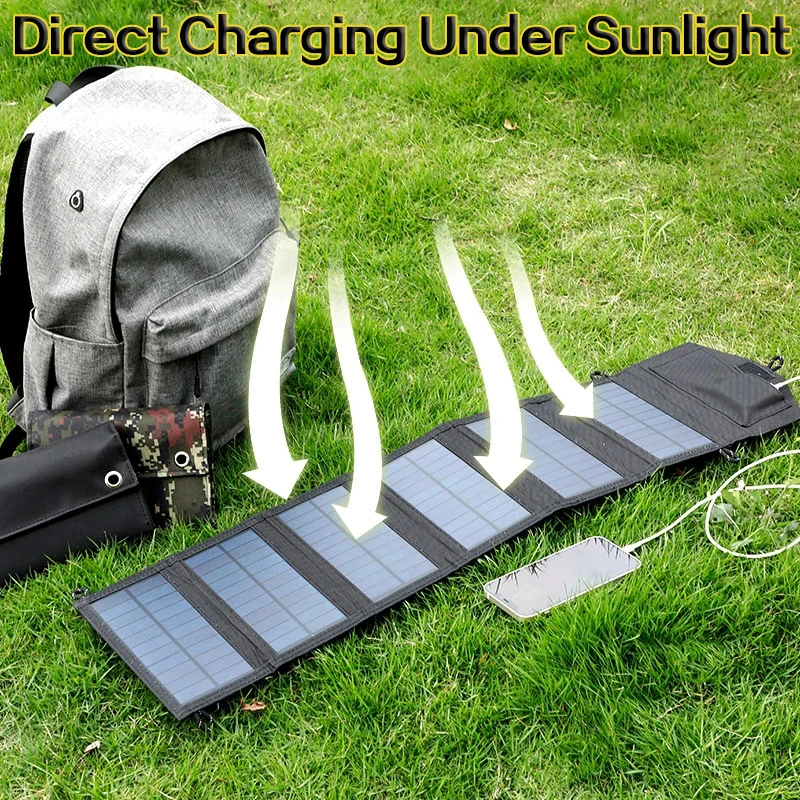 6-fach 800 W faltbares Solarpanel 20 W/h tragbares Solarpanel-Ladegerät USB 5 V DC Vollzeit-Solarpanel mobile Stromversorgung