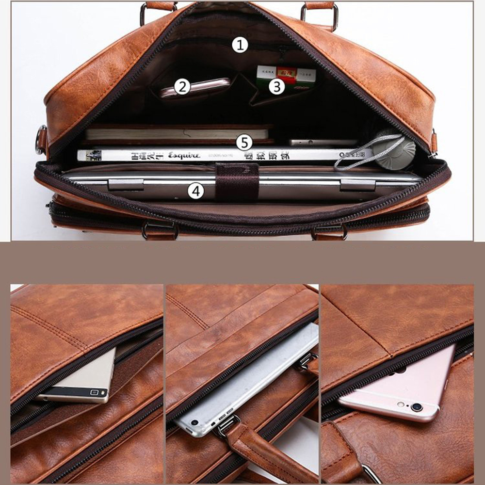 Neue Männer Aktentasche Tasche klassische Retro Pu Leder Luxusmarke Business Handtasche männliche Umhängetasche Laptop Computer Fall