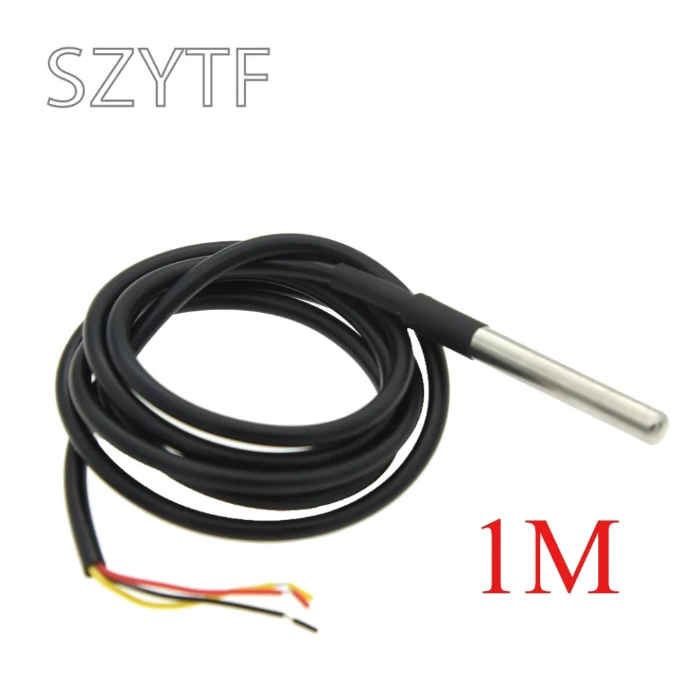 Kit de módulo de Sensor de temperatura DS18B20, Cable de Sensor Digital impermeable de 100CM, adaptador de Terminal de sonda de acero inoxidable para Arduino