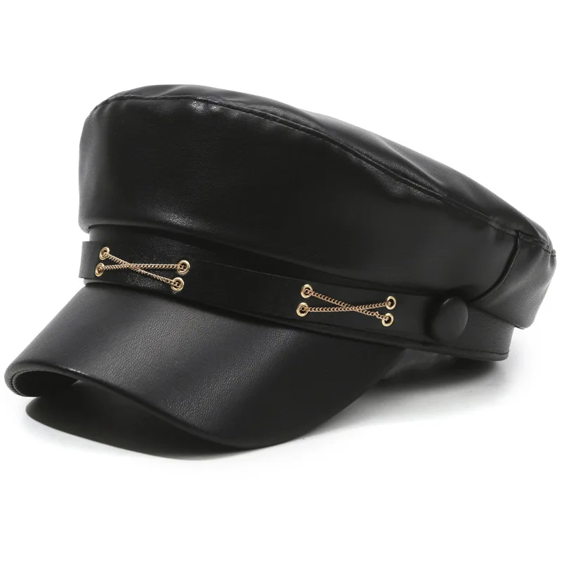 Spring and Autumn Versatile Beret Retro Flat Top Visor Small Face Black Painter Hat Fashion Hat Classic Versatile   Adjustable