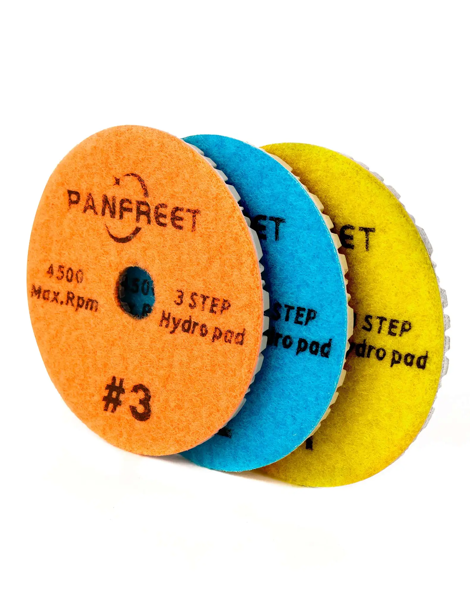 Panfreet Wet/Dry 3 Step 4 Inch Diamond Polishing Pads Granite Polishing Pads for Granite Quartz Marble Concrete Terrazzo