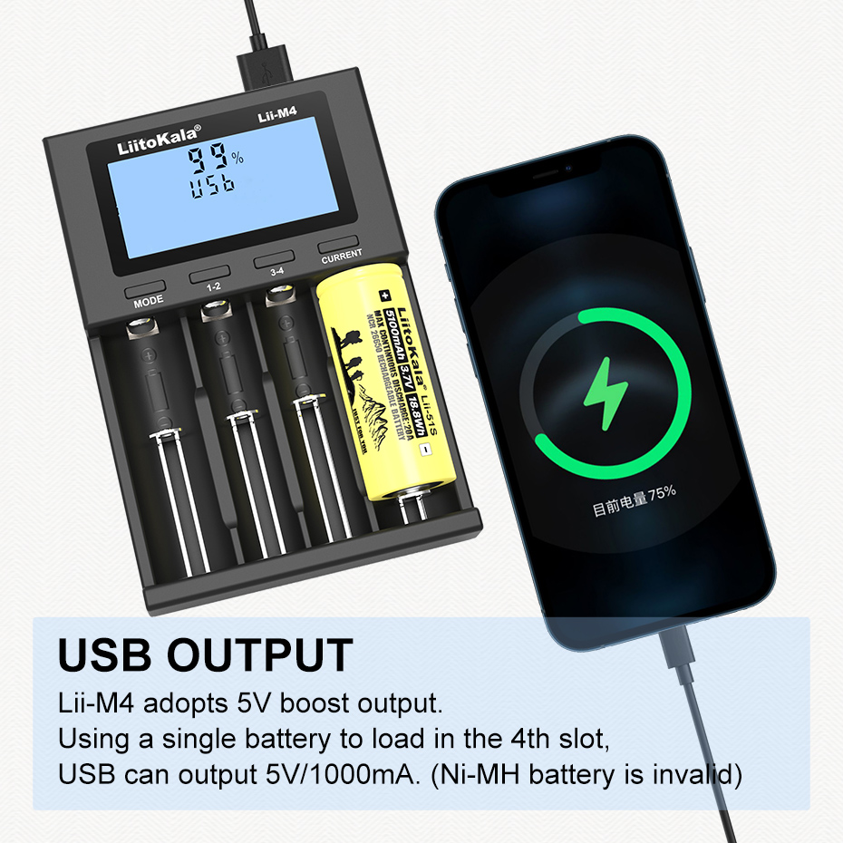 Liitokala Lii-M4S m4 18650 lcd carregador de bateria multifuncional para 3.7v 1.2v 26650 21700 14500 18350 17500 aa aaa a c e outros