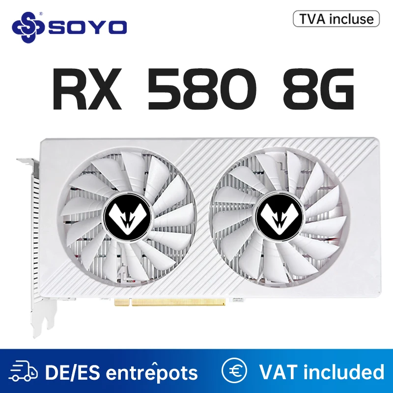 Tarjetas gráficas SOYO Radeon RX580 8G GDDR5 tarjeta de memoria para videojuegos PCIE3.0x16 GPU componentes de ordenador de escritorio AMD RX 580 8G