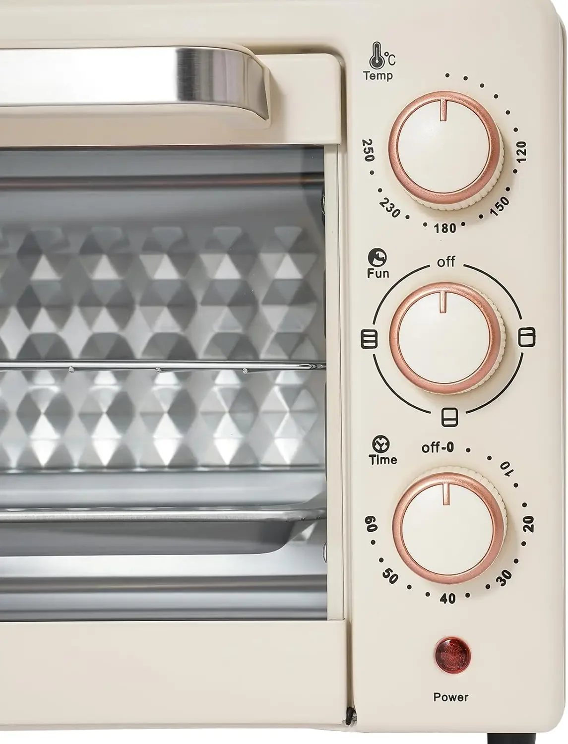 22-Liter-Miniofen kompakt mit Pizza-Funktion und Sichtfenster, 120 ° C bis 250 ° C, 60-Minuten-Timer, 1000 Watt, in Weiß