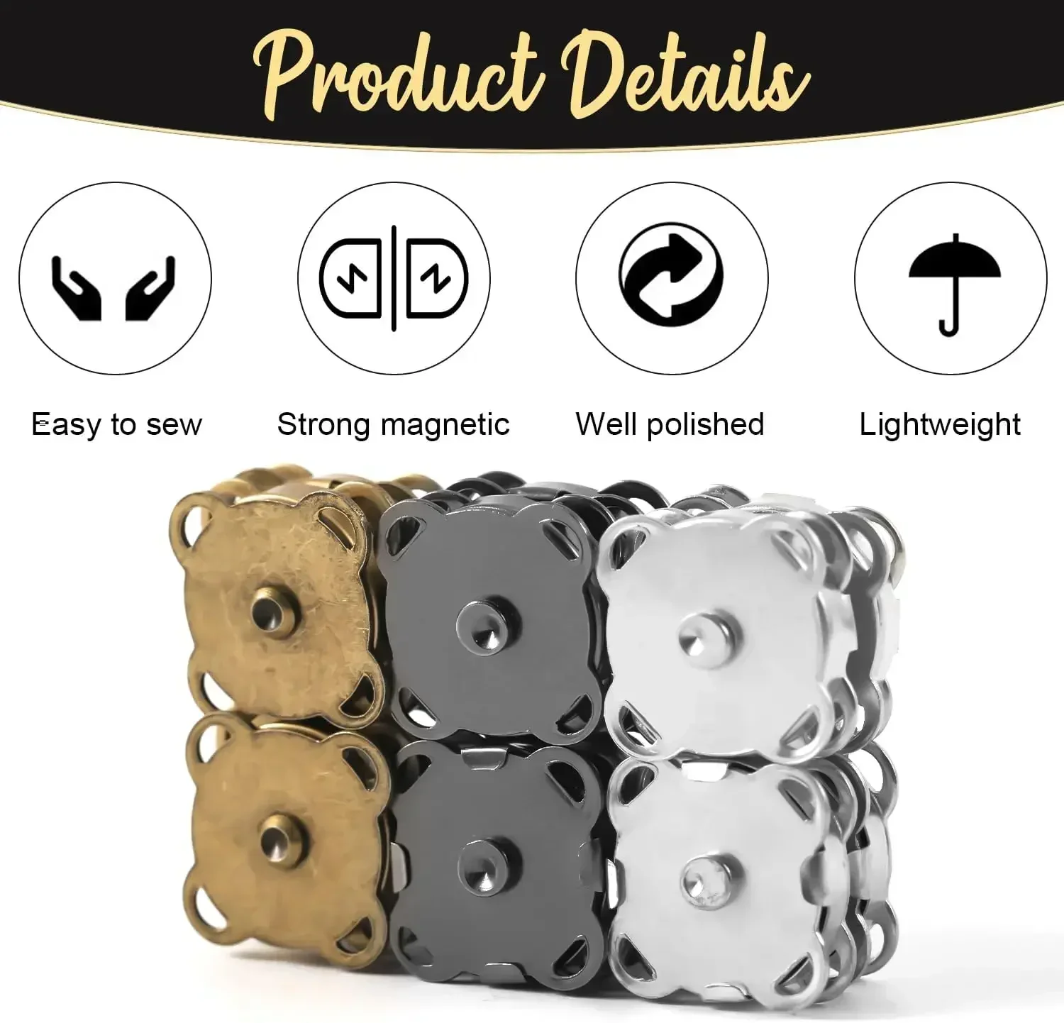 Juego de 1-20 bolsas con botón a presión magnético, cierres, botones, bolso, cartera, piezas para bolso artesanal, Mini hebilla de adsorción, venta al por mayor