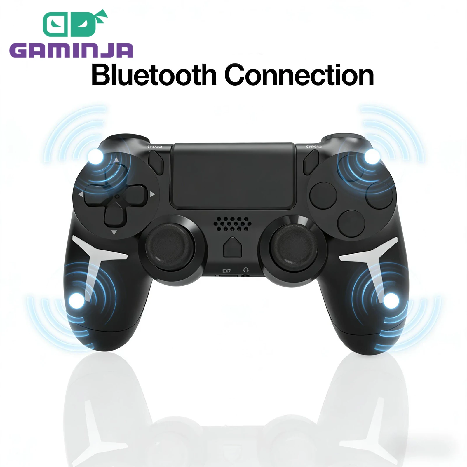 GAMINJA Wireless Gamepad with 6-Axis Gyroscope Dual Vibration Touch Pad - Bluetooth Controller for PS4 PS3 Console And PC