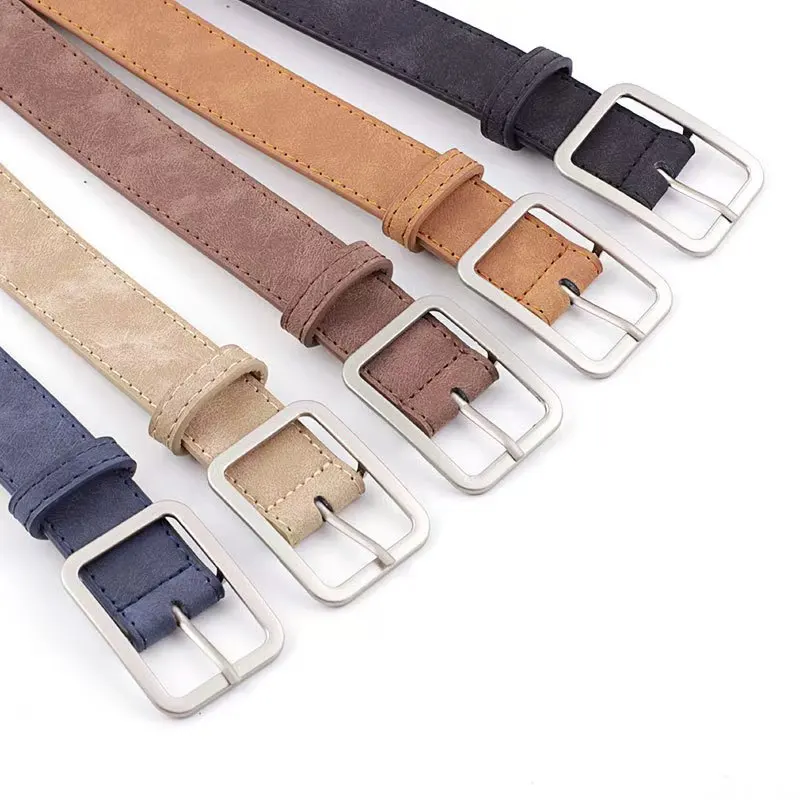 Zomer dames retro matte riem, zilveren vierkante naald, veelzijdig, trendy, modieus, gepersonaliseerde decoratieve taille
