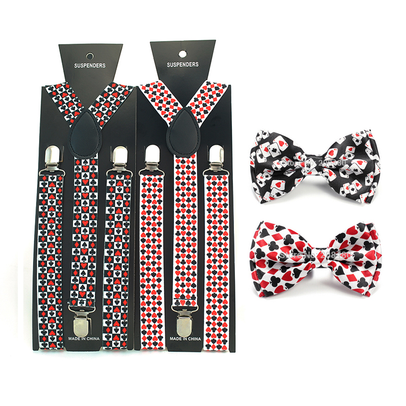 Модные покерные новинки, новый дизайн, смешанные повседневные подтяжки для мужчин, держатель для брюк, бабочка, женские подтяжки с Y-образной спинкой, галстук-бабочка, подарочный набор