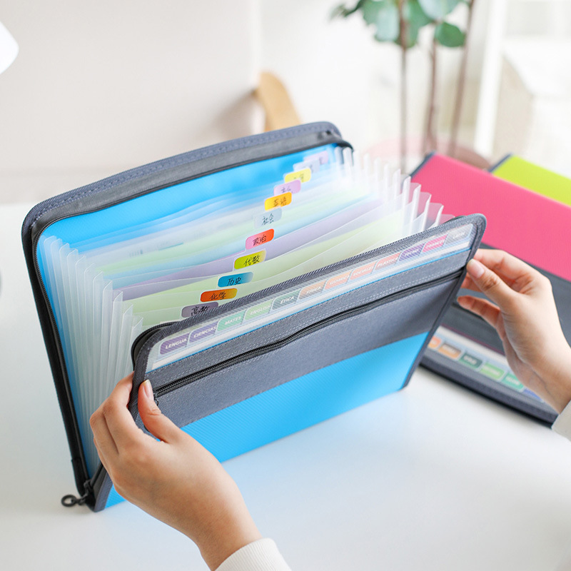 New Expanding File Organizer 13 Pocket Accordion A4 File Folder Document Organizer Expanding Zip File Folder With Zipper Closure