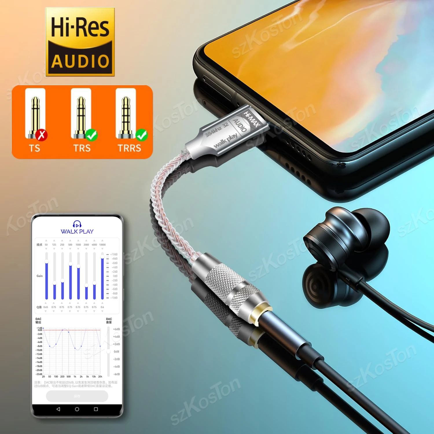 Type C to 3.5mm Audio Interface CB1200AU DAC HiFi Headphone Amplifier Audio Decoder IEM AMP Smartphone Adapter