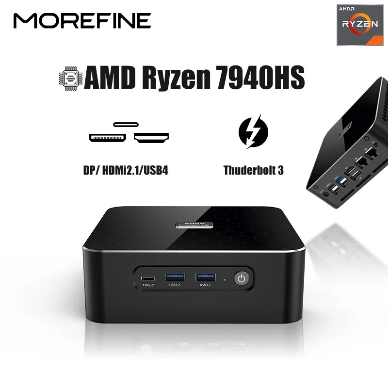 MOREFINE Mini PC AMD Ryzen R9-7940HS R7-7640HS R5-6600H WIN11PRO Desktop Computer DDR5 16GB RAM 1T SSD WiFi6 BT5.2 Laptop Gamer