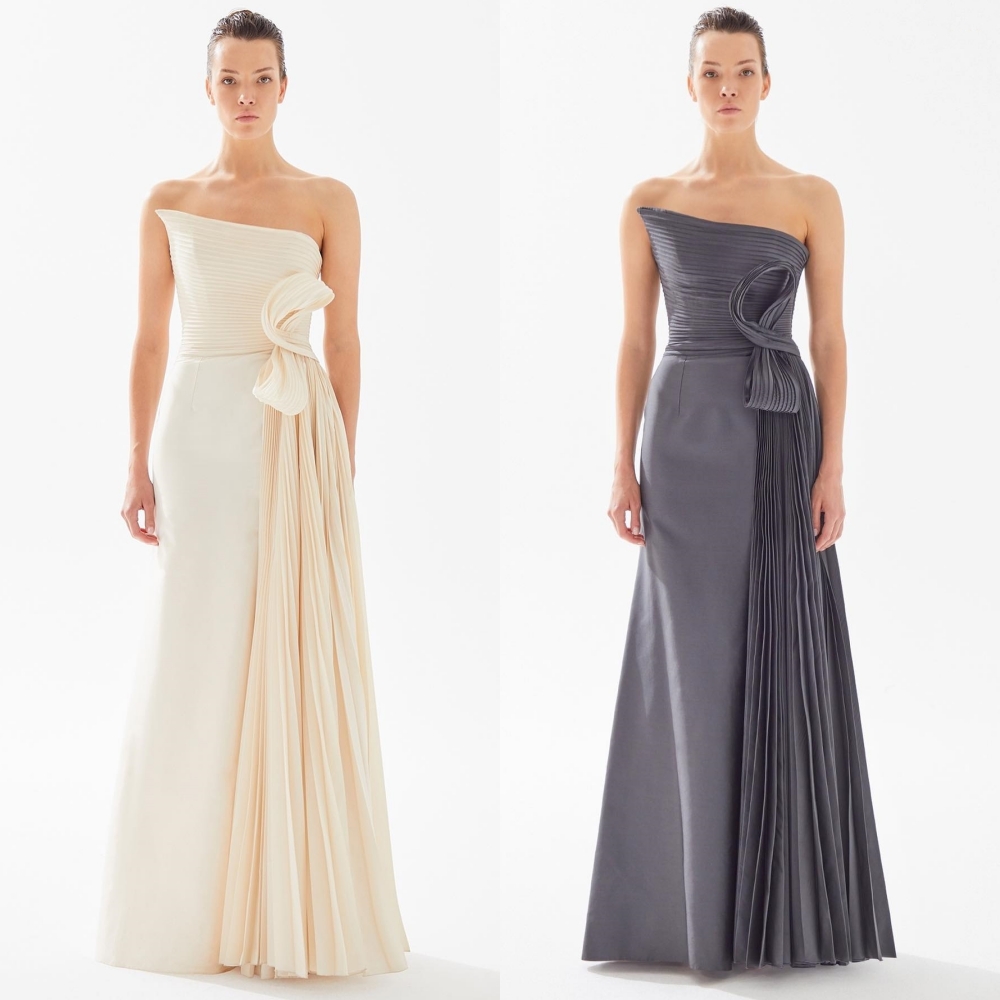 Personalizado clássico estilo moderno formal noite sem alças a linha pregas vestidos de ocasião sob medida