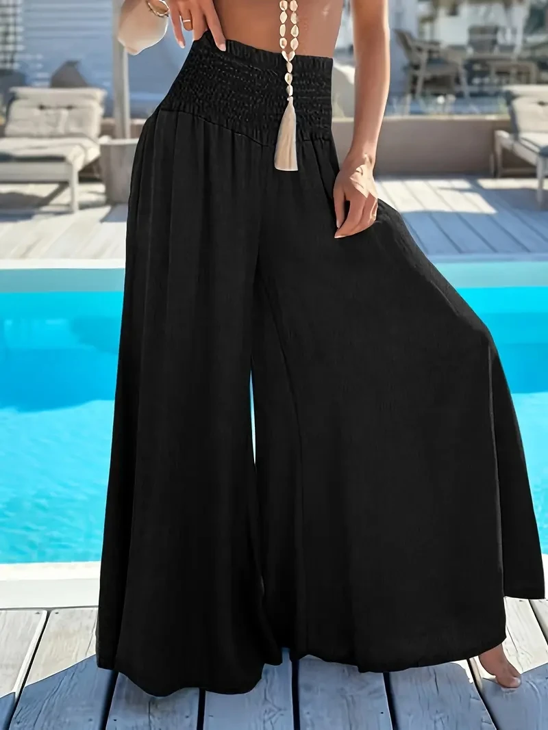 Plus size Europa en de Verenigde Staten grensoverschrijdende lente en zomer nieuwe effen ijszijde broek met hoge taille