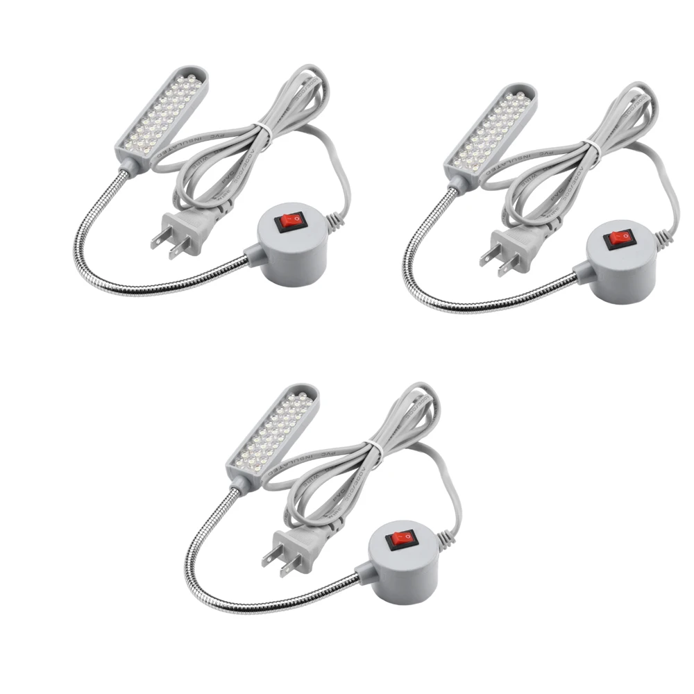 3 szt. AC110V/220V LED oświetlenie przemysłowe do maszyn do szycia (z 30 lampą LED) 360 °   Elastyczne oświetlenie przemysłowe na gęsiej szyi