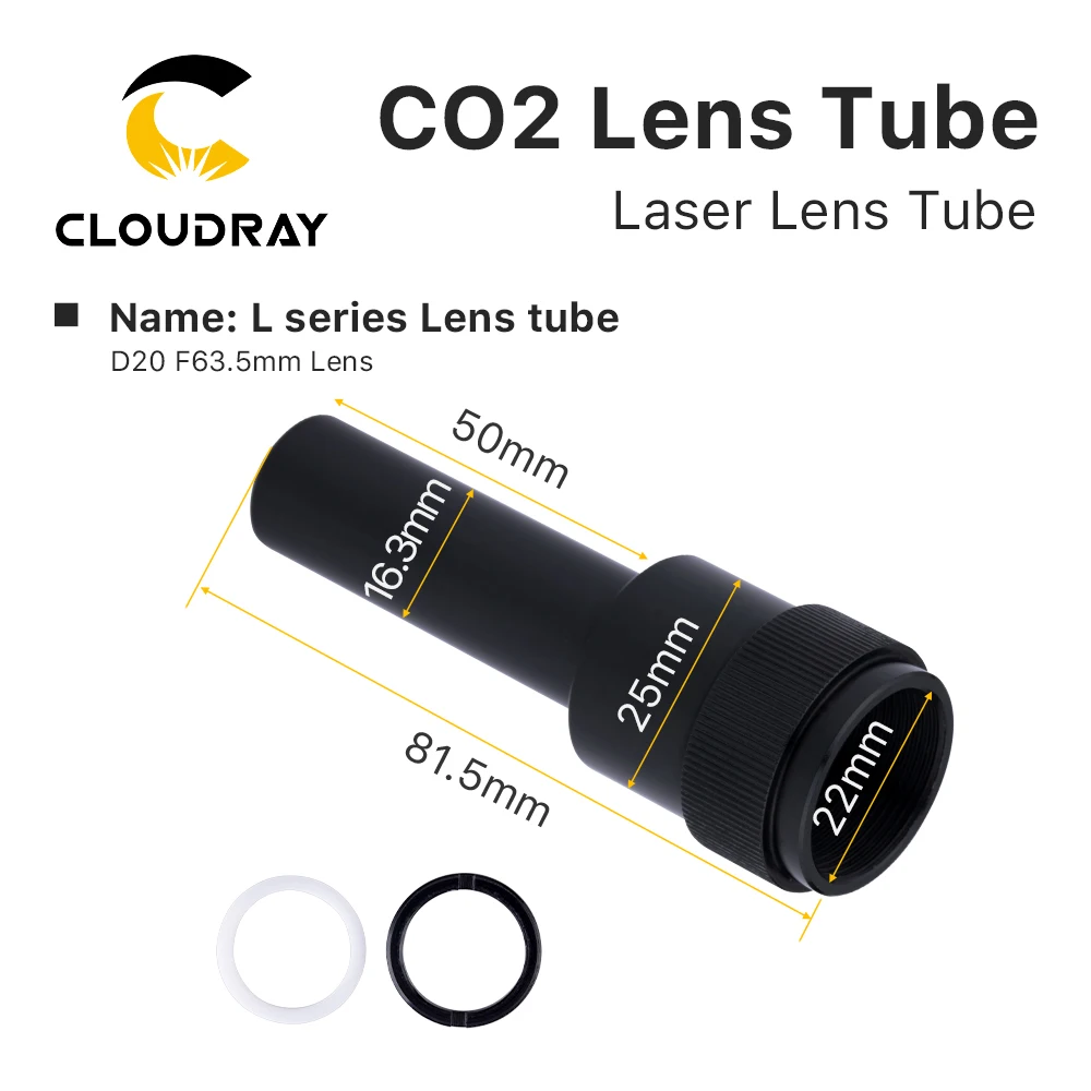 Cloudray CO2 レンズチューブ O.D.24 ミリメートル 25 ミリメートル D20 F50.8/63.5/101.6 ミリメートルレンズ CO2 レーザー切断彫刻機レーザーヘッドアクセサリー