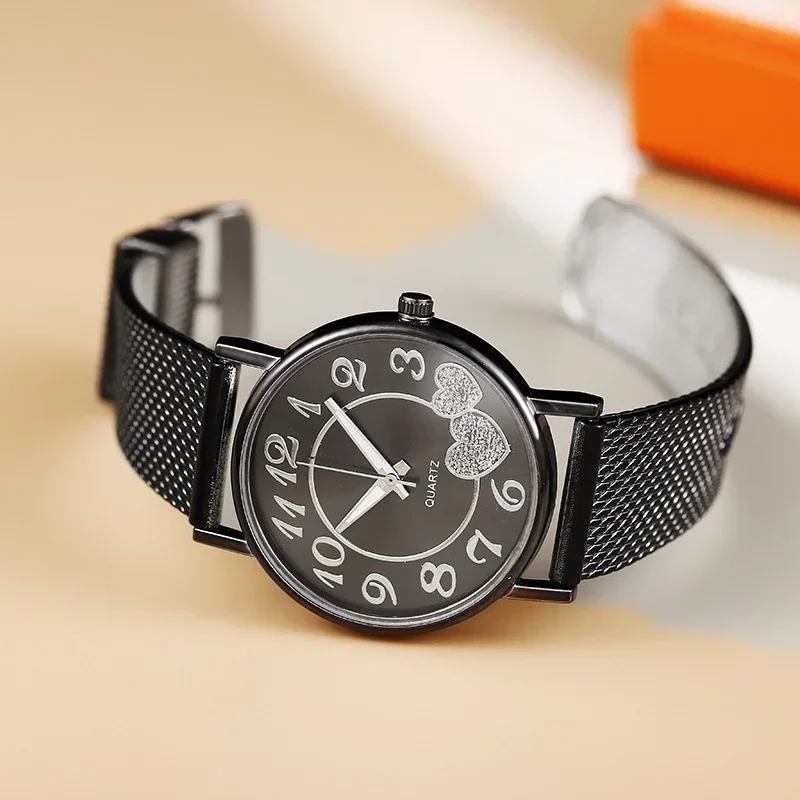 Reloj elegante con esfera de corazón de oro rosa para mujer, temperamento Simple, resistente al agua, relojes de lujo para mujer de alto nivel