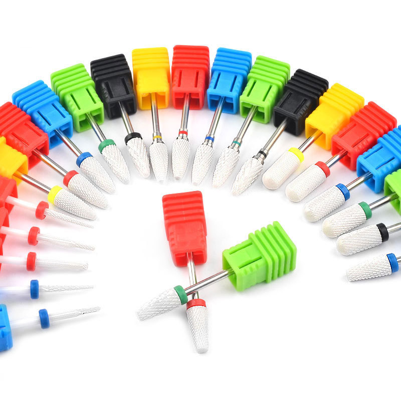 Brocas de cerámica para uñas, fresa, limas para uñas, cabezal de molienda, pedicura eléctrica, manicura, esmalte, cutícula, herramienta para limpieza de uñas, 1/5 Uds.
