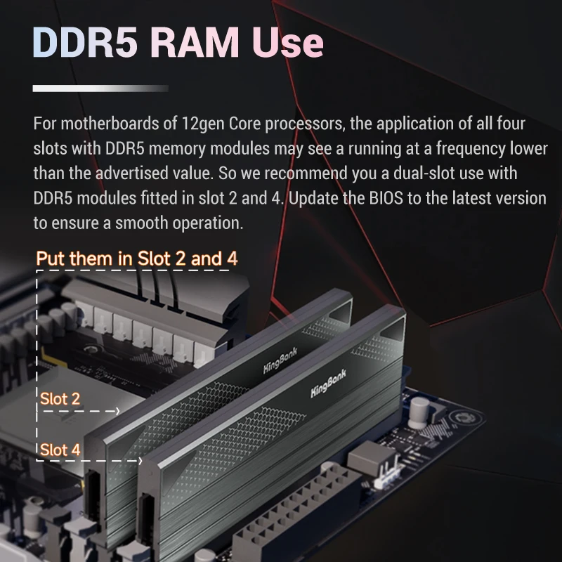 KingBank Memoria RAM DDR5 6800MHz 24GB 48GB 24GBx2 Memoria de escritorio para juegos 288Pin DIMM DDR5 RAM EXPO XMP 3,0 CL34 Hynix M die