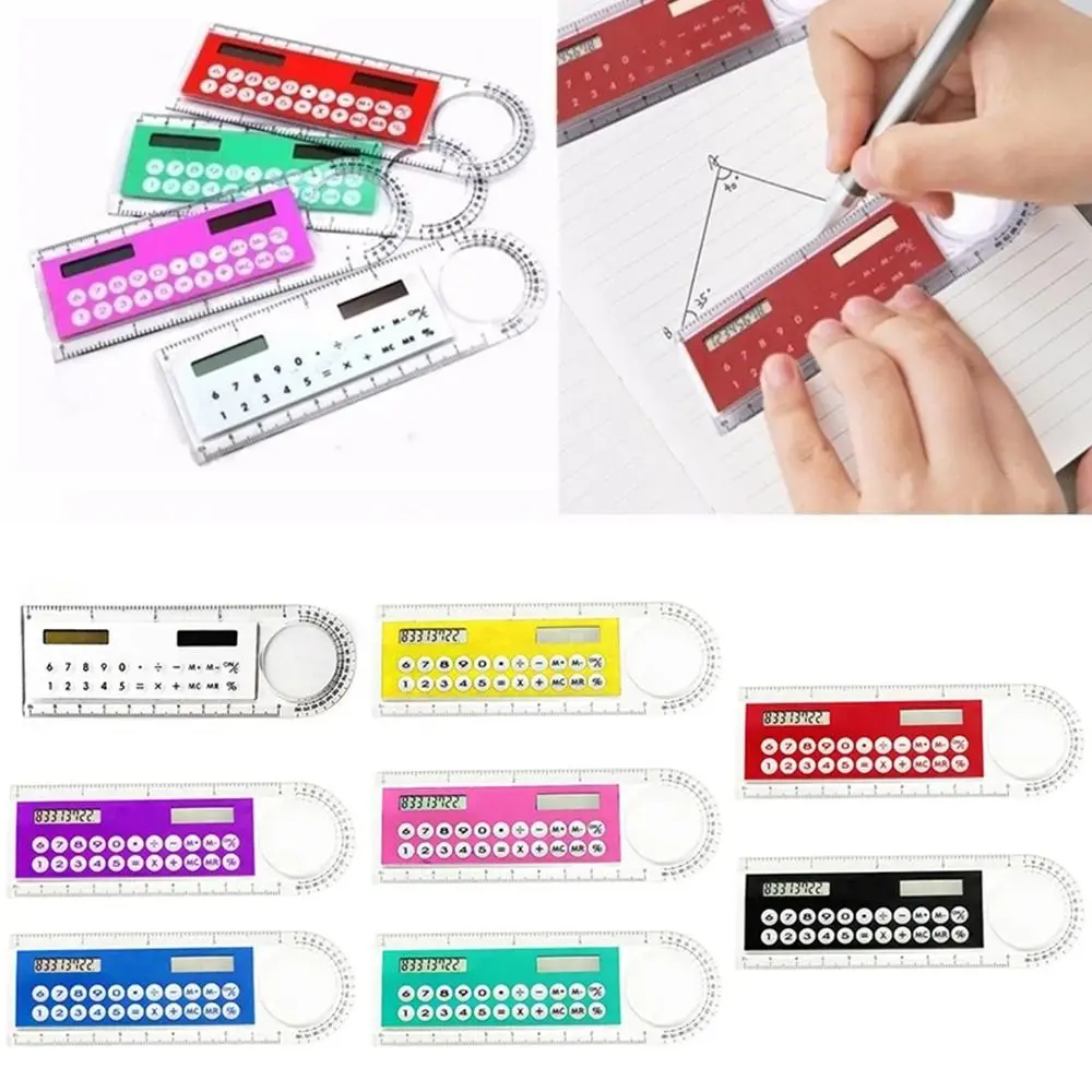 Mini strumento per bambini forniture scolastiche calcolatrice righello cancelleria per ufficio calcolatrice a energia solare calibro digitale