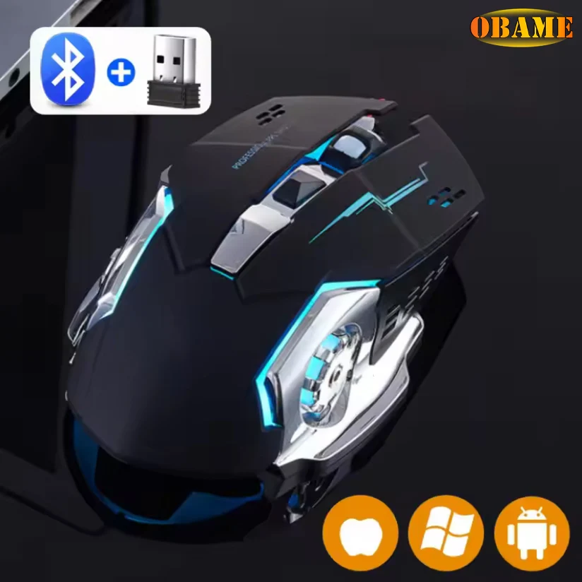 Wiederaufladbare Drahtlose Maus Gaming Computer Stille Bluetooth Maus USB Mechanische E-Sport Hintergrundbeleuchtung PC Gamer Maus Für Computer