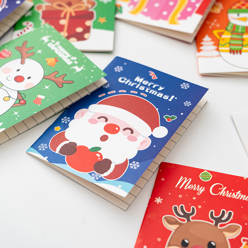 20 pcs Christmas Theme Mini Notebook Christmas Decoration Pocket Portable Notepad Children's Small Prize Booklet