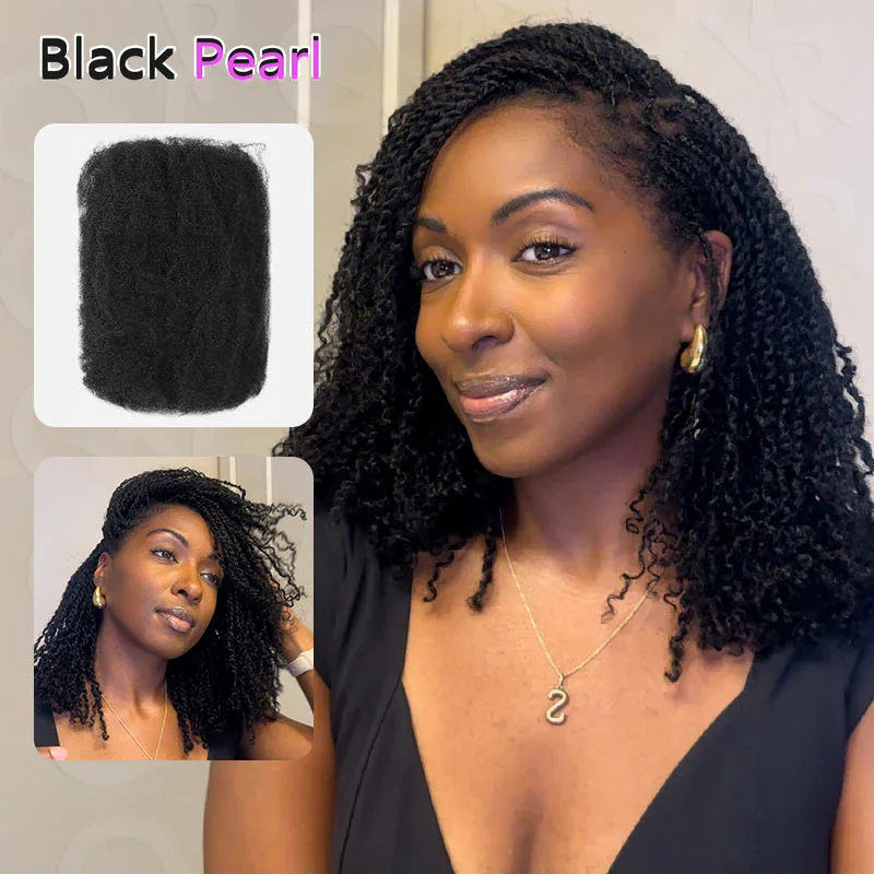 Preto pérola brasileiro afro kinky encaracolado em massa cabelo humano para trança cabelo remy 1 pacote 50 g/pc cor natural tranças cabelo sem trama