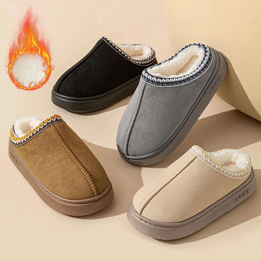 Pantofole foderate comfort da donna Suola morbida Scarpe invernali calde per interni ed esterni Eleganti pantofole da coppia