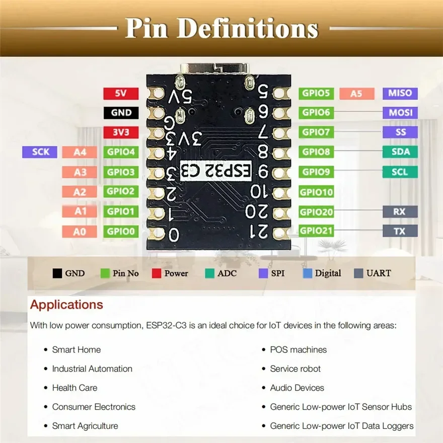 ESP32-C3 MINI Placa de desarrollo ESP32 SuperMini Placa de desarrollo ESP32-C3 Placa de desarrollo WiFi Bluetooth Placa de expansión