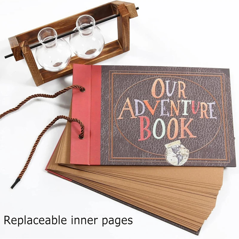 Handmade Scrapbook Adventure Book - DIY Adventure Album Photo Album, Retro Kraft Album, Anniversary Wedding Guest Book